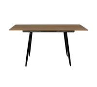 HOME DECO FACTORY - Table Extensible Moderne 110-150 cm - Design Épuré avec Plateau Effet Bois et Pieds Métalliques - Idéale pour Repas Quotidiens - Marron Noir - Modèle LOKA