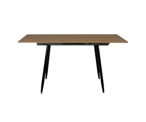 HOME DECO FACTORY - Table Extensible Moderne 110-150 cm - Design Épuré avec Plateau Effet Bois et Pieds Métalliques - Idéale pour Repas Quotidiens - Marron Noir - Modèle LOKA