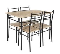 HOME DECO FACTORY - Table Mange-Debout avec 4 Chaises Assorties - Style Industriel - Design Moderne - Dimensions 110x70x76 cm - Couleur Marron Noir - Modèle LOKA