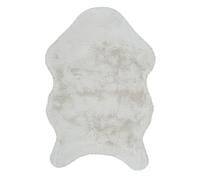 HOME DECO FACTORY - Tapis Imitation Fourrure Poil Fin Ecru - 100% Polyester - Ultra Doux - Dimensions : 60 X 90 cm