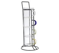 HOME DECO FACTORY Tasse Espresso en Verre avec Support Moderne Multicolore | Verre, tasse espresso avec support, design moderne et élégant, café thé ou boissons, service de table, motif multicolore
