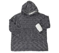 HOME DECO FACTORY - TX0071 Sweat Plaid Fausse Fourrure - Manches et Capuche - Conçu pour Détente à Domicile ou en Extérieur - Taille Unique - Couleur Gris Foncé