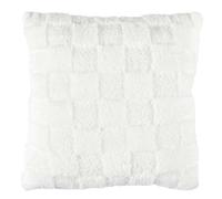 HOME DECO FACTORY - TX0236 Coussin Flanelle Damier Blanc Beige - Élégance Intérieure - Confort Canapé Lit - 40x40 cm - Blanc/Beige