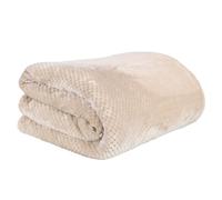 HOME DECO FACTORY - TX80261, Plaid Nid d'abeille Ultra-Doux en Sherpa, Conçu pour des Moments cocooning, Lavable à 30°, Taille XXL 180 x 220 cm, Couleur Beige