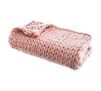 HOME DECO FACTORY - TX8071, Plaid Grosse Maille Chunky Ultra Doux Rose, Conçu pour Canapé, Fauteuil ou Lit, Dimensions 150 x 120 cm, Conçu pour Réchauffer Votre Intérieur