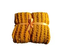HOME DECO FACTORY - TX8073, Plaid en Acrylique tricoté, Doux et Cosy, Conçu pour Le canapé ou Le lit, Dimensions 120x150 cm, Couleur Jaune, Taille Unique.
