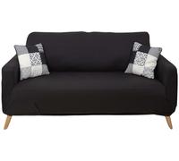HOME DECO FACTORY - TX8150 Housse Extensible pour Canapé 2 Places - Protection et Style - Textile Lavable en Machine - Dimensions 170 x 80 x 80 cm - Couleur Noire