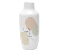 HOME DECO FACTORY - HD9109 Vase en Céramique Poesie Formelle, Design Contemporain, Objet Déco Polyvalent pour Fleurs ou Décoration, H29 cm, Blanc, Rose, Vert, Noir