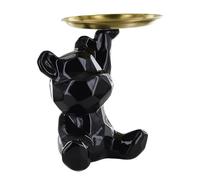 Statue Peluche Ours Noir avec Poche H12 cm