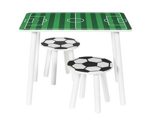 HOME DECO KIDS Table et 2 Tabourets Enfants Jeux et Repas Vert | Bois, table et 2 tabourets enfants, design moderne, jeux et repas, confort, chambre, 60x45x40 cm, vert noir et blanc
