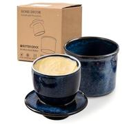 HOME DECOR Beurrier à eau en céramique,glaçure réactive - Bleu réactif