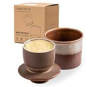 HOME DECOR Beurrier à eau en céramique,glaçure réactive - Café au lait | Stockage sous garde d'eau, Le beurre est frais et mou,compatible lave-vaisselle, capacité de 170 g / 180 ml.