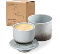 HOME DECOR Beurrier à eau en céramique,glaçure réactive - Gris Dégradé