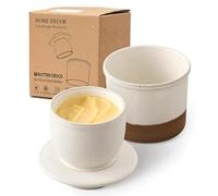 HOME DECOR Beurrier à glaçure réactive, beurrier à la française avec couvercle pour plan de travail, doté d'une ligne de niveau d'eau pour un beurre frais et tartinable - Latte