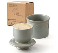 HOME DECOR Beurrier avec couvercle à glaçure réactive, beurrier de style français en relief avec ligne d'eau, beurrier conservateur pour un beurre frais et tartinable - Vert turquoise