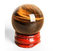 Home Decor Crystal Ball with Base, Tiger's Eye Gemstone Sphere,Feng Shui Divination for Living Bedroom Office Display,Festival Gift,2.36"(6cm)