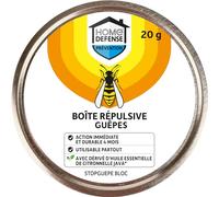 HOME DEFENSE HDGUEPB - Boîte Répulsive Anti-Guêpes 20 g - Action immédiate et durable 4 mois - Une étape, ouvrez et vous êtes protégé - Boîte solide et légère pour l'emmener de partout - Protège 5 m²