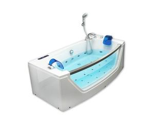 HOME DELUXE - Baignoire balnéo - ATLANTIC M - Dimensions : 175 x 85 x 60 cm - avec chauffage, fonction massage et accessoires complets I Baignoire pour 2 personnes, piscine intérieure