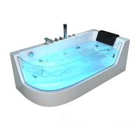 HOME DELUXE - Baignoire balnéo - CARICA gauche blanche avec chauffage et massage - Dimensions : 170 x 80 x 59 cm I Baignoire d'angle, baignoire d'intérieur