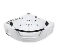 HOME DELUXE - Baignoire balnéo - Laguna L - Blanc, dimensions 157 x 157 x 65 cm - avec radio, chauffage et luminothérapie I Baignoire d'angle pour 2 personnes, baignoire d'intérieur