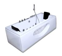 HOME DELUXE - Baignoire balnéo - LAGUNA M - Blanc, dimensions : 180 x 90 x 55 cm - avec radio, chauffage et luminothérapie I Baignoire d'angle pour 2 personnes, baignoire balnéo d'intérieur