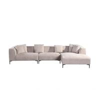 Home Deluxe Canapé d'angle Torino - Couleur : Beige, modèle : à Droite - 344 x 74 x 178 cm I Canapé en Velours, canapé, Ensemble de Salon