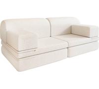 HOME DELUXE Canapé de jeu LIV - Velours côtelé beige - Velours côtelé beige I Canapé de jeu pour enfants, canapé de jeu avec toboggan, canapé pour enfants avec blocs empilables, canapé de jeu multifon