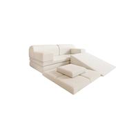 HOME DELUXE Canapé de jeu LIV avec toboggan et blocs empilables - Velours côtelé beige I Canapé de jeu pour enfants, canapé de jeu avec toboggan, canapé pour enfants avec blocs empilables, canapé de j