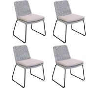 HOME DELUXE Chaise de jardin en cordage tressé BALERO gris clair - lot de 4 | Mobilier de jardin Chaise de terrasse