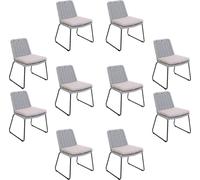 HOME DELUXE Chaise de jardin en osier tressé BALERO Gris clair - Lot de 10 | Mobilier de jardin Chaise de terrasse