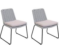 HOME DELUXE Chaise de jardin en osier tressé BALERO gris clair - Lot de 2 | Mobilier de jardin Chaise de terrasse