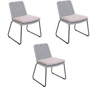 HOME DELUXE Chaise de jardin en osier tressé BALERO Gris clair - Lot de 3 | Mobilier de jardin Chaise de terrasse