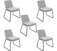 HOME DELUXE Chaise de jardin en osier tressé BALERO Gris clair - Lot de 5 | Mobilier de jardin Chaise de terrasse