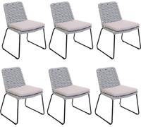 HOME DELUXE Chaise de jardin en osier tressé BALERO Gris clair - Lot de 6 | Mobilier de jardin Chaise de terrasse