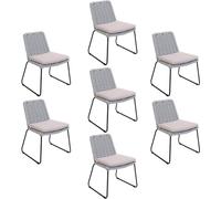 HOME DELUXE Chaise de jardin en osier tressé BALERO Gris clair - Lot de 7 | Mobilier de jardin Chaise de terrasse