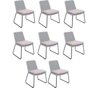 HOME DELUXE Chaise de jardin en osier tressé BALERO Gris clair - Lot de 8 | Mobilier de jardin Chaise de terrasse
