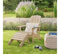 HOME DELUXE Chaise de jardin FAREA – Blanc crème | Chaise d'extérieur confortable avec tabouret en plastique HDPE pour terrasse et jardin