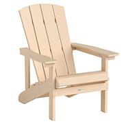 HOME DELUXE Chaise de jardin FAREA – Blanc crème | Chaise d'extérieur confortable avec tabouret en plastique HDPE pour terrasse et jardin