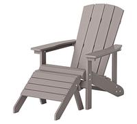 HOME DELUXE Chaise de jardin FAREA – Gris | Chaise d'extérieur confortable avec tabouret en plastique HDPE pour terrasse et jardin