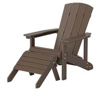 HOME DELUXE Chaise de jardin FAREA – Noir-marron | Chaise d'extérieur confortable avec tabouret en plastique HDPE pour terrasse et jardin