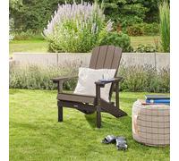 HOME DELUXE Chaise de jardin FAREA – Noir-marron | Chaise d'extérieur confortable avec tabouret en plastique HDPE pour terrasse et jardin