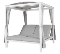 HOME DELUXE - Chaise longue - LYON avec housse, dimensions : env. 208 x 188 x 207 cm, COULEUR : blanc, lit lounge pour 2 personnes, avec rideaux et pare-soleil I Chaise longue double Chaise longue de