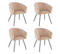 Home Deluxe - Chaise rembourrée Aria - 4 pièces, Couleur : Velours Beige - Rembourrage Doux, supporte jusqu'à 120 kg I Chaise de Cuisine Chaises de Salle à Manger