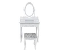 Home Deluxe - Coiffeuse Rosy - Blanc : - 149 x 71 x 40 cm, 10 LED au Choix Parmi 3 Couleurs de lumière, contrôlables Via Un Bouton Tactile I Coiffeuse Table de Maquillage