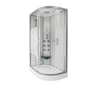 HOME DELUXE - Douche complète Blanc nacré - Dimensions 120 x 80 cm droite - Douche à effet pluie, radio et accessoires I Ready Shower, douche, colonne de douche