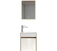 HOME DELUXE Ensemble complet de meubles de salle de bain BORKUM – Blanc/chêne, MDF (48 x 25,5 x 45 cm) | Ensemble élégant pour petites salles de bain