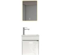 HOME DELUXE Ensemble complet de meubles de salle de bain BORKUM – Blanc, MDF (48 x 25,5 x 45 cm) | Ensemble élégant pour petites salles de bain