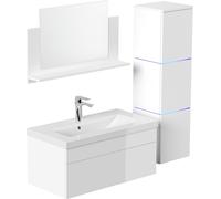 Home Deluxe - Ensemble de meubles de salle de bain - WANGEROOGE BIG blanc - Large - incl. lavabo et accessoires complets - largeur lavabo : ca. 80 cm I Ensemble de meubles de salle de bain lavabo