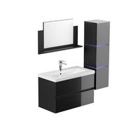 Home Deluxe - Ensemble de meubles de salle de bain - WANGEROOGE BIG Deluxe - taille : L, couleur : noir, largeur lavabo : env. 80 cm I Meubles de salle de bain lavabo