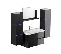 Home Deluxe - Ensemble de meubles de salle de bain - WANGEROOGE BIG Deluxe - Taille : XL, Couleur : noir, Largeur lavabo : ca. 80 cm I Meuble de salle de bain lavabo